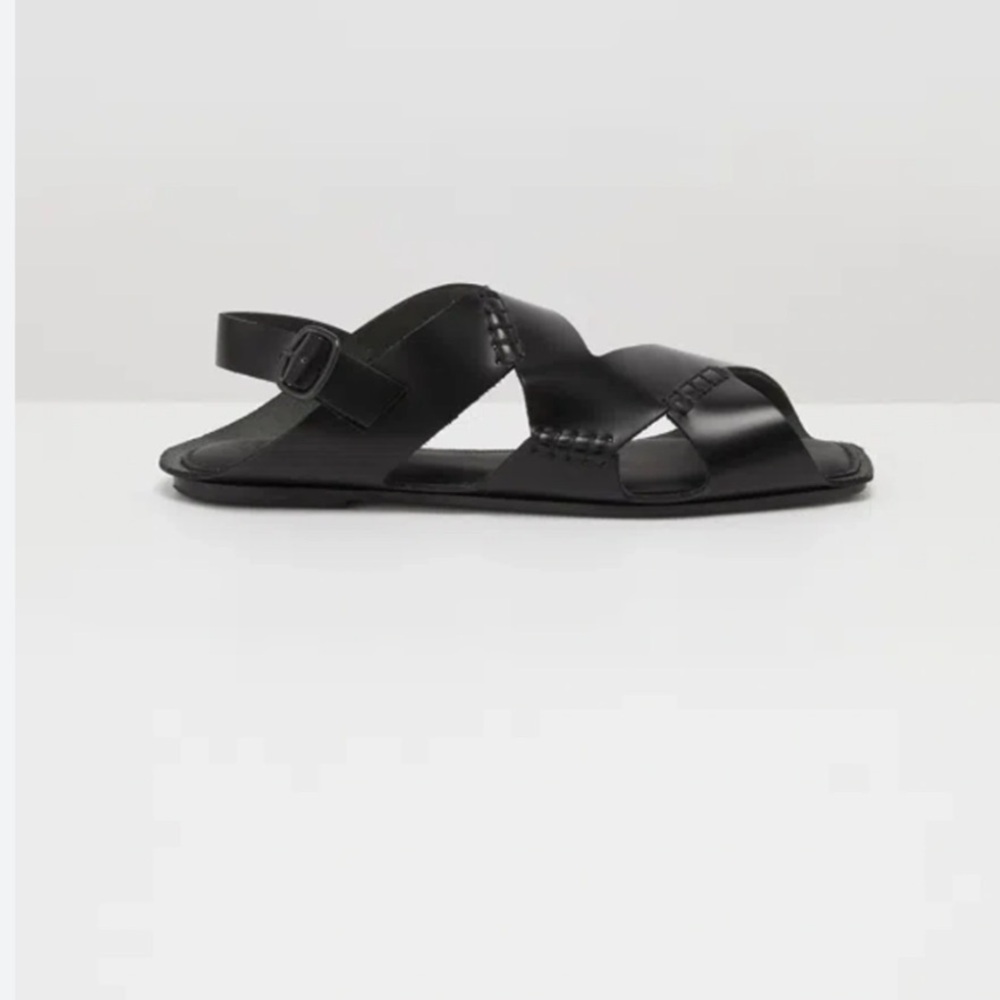 Hereu Black Suset Leather Women's Sandals
